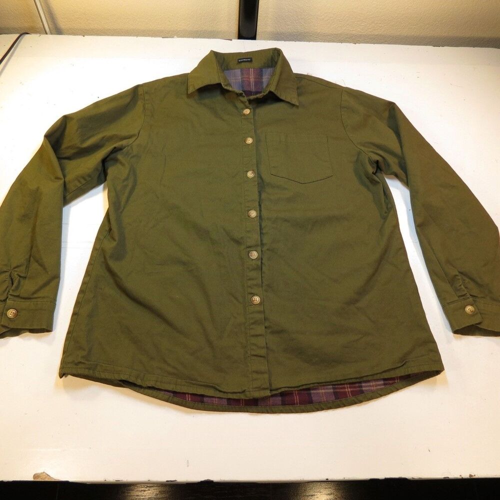 BRANDY MELVILLE FLANNEL LINED BUTTON FRONT SHIRT JACKET Womens One Size Green